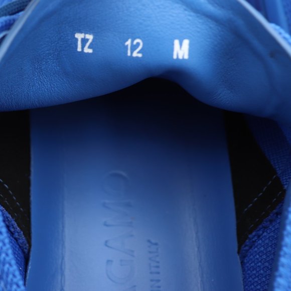 NIB Salvatore Ferragamo Mens Nima Blue Knit Lace-Up Runner Sneakers Shoes - Picture 10 of 12